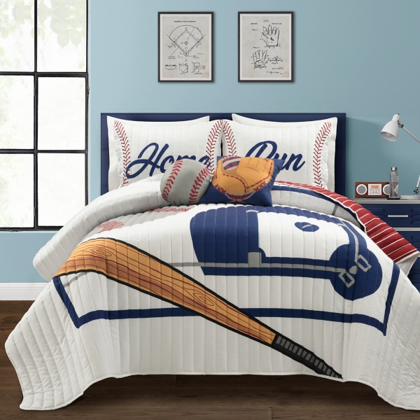 White Red Baseball Full/Queen Quilt Set Kirklands Home