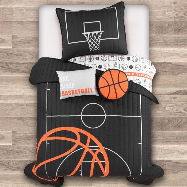 Black Basketball Twin 4-pc. Quilt Set