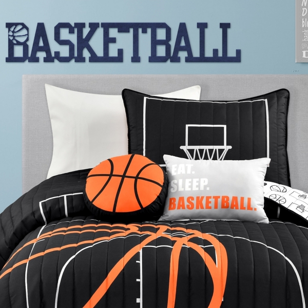 Black Basketball Twin 4-pc. Quilt Set