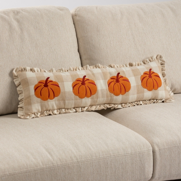 Brown Plaid Pumpkin Lumbar Pillow Kirklands Home