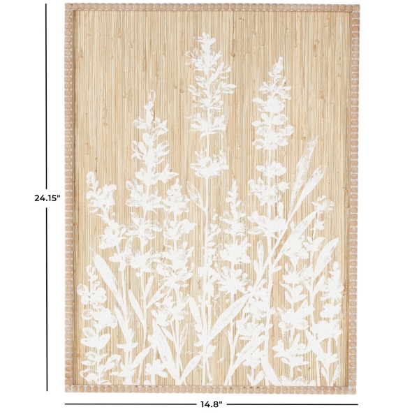 Ivory Floral Wood Beaded Wall Plaque