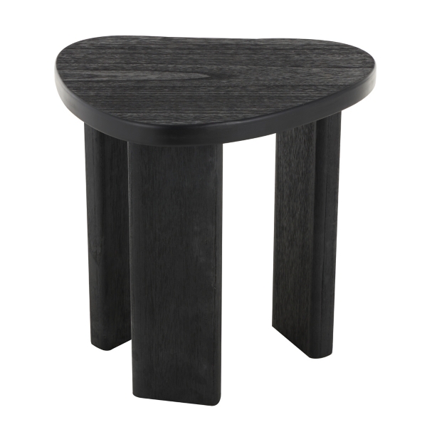 Black Wood Heart Shaped Top Accent Table