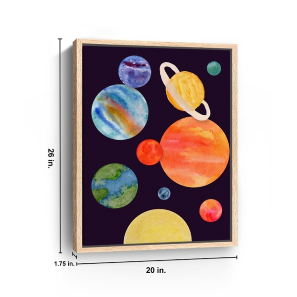 Solar System Kids Framed Canvas Art Print