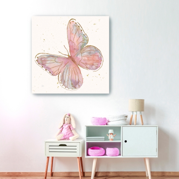 Blush Pink Butterfly Canvas Art Print, 30x30