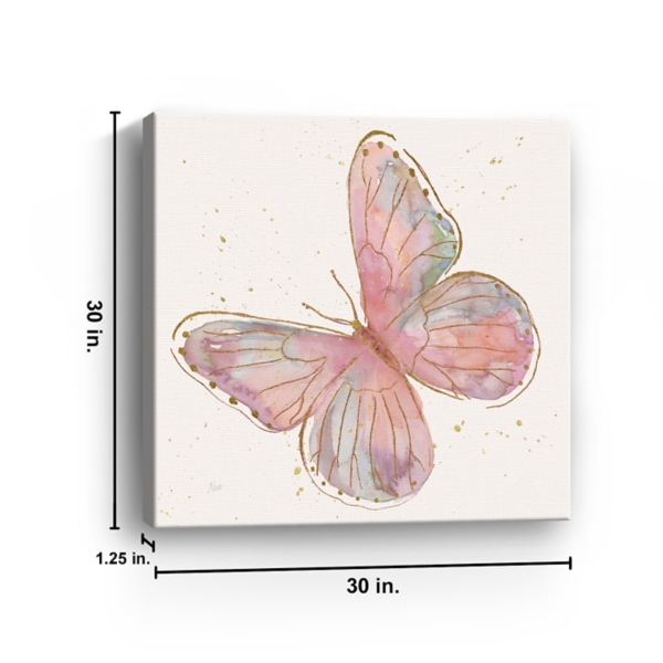 Blush Pink Butterfly Canvas Art Print, 30x30