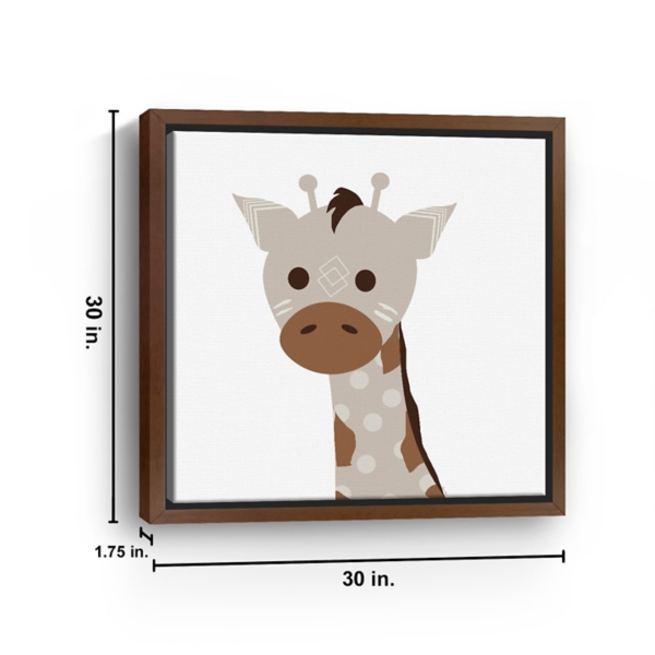 Neutral Giraffe Framed Canvas Art Print, 30x30