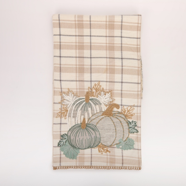 Blue Pumpkins Plaid Table Runner
