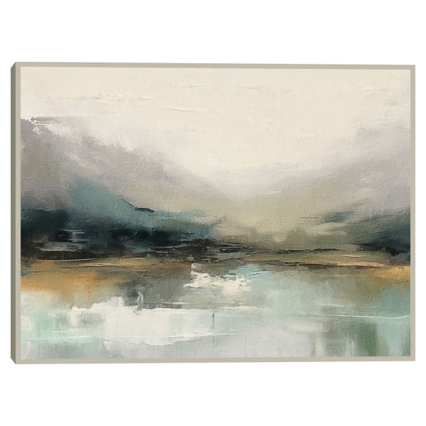 Abstract Blue Landscape Framed Canvas Art Print
