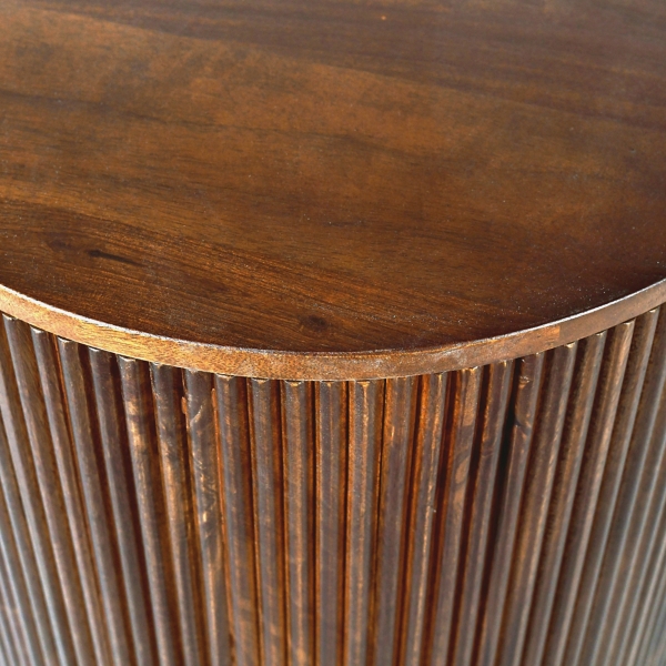 Brown and Brass Fluted Accent Table