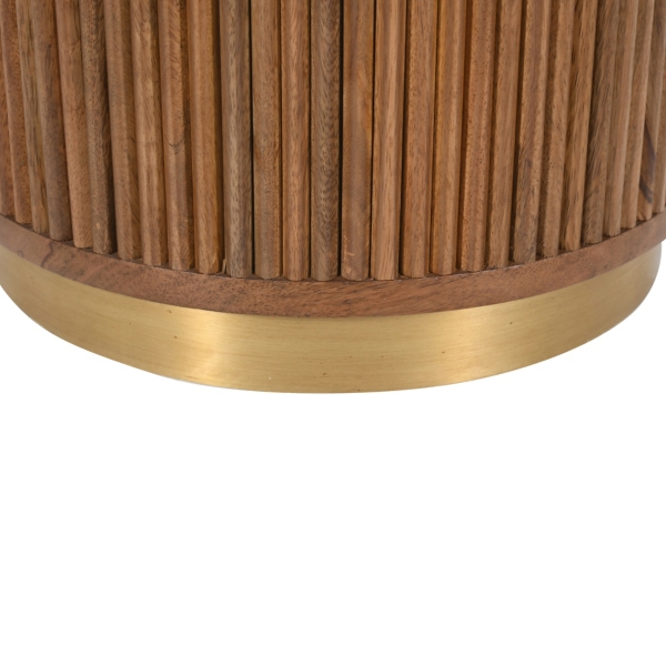 Brown Wood and Brass Moderna Accent Table