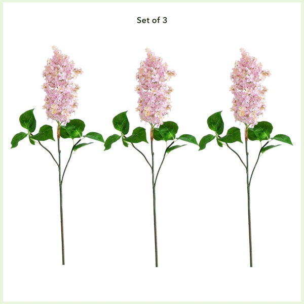 Pink Lilac Flower Stems, Set of 3