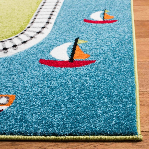 Green Town Roads Kids Area Rug, 5x8