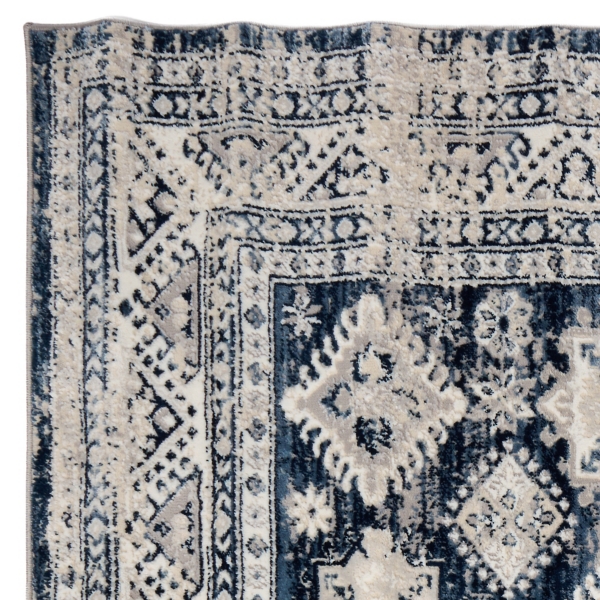 Navy Bree Bordered Area Rug, 5x8