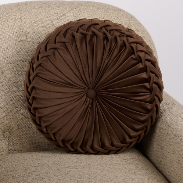 Round Dark Brown Velvet Pillow | Kirklands Home