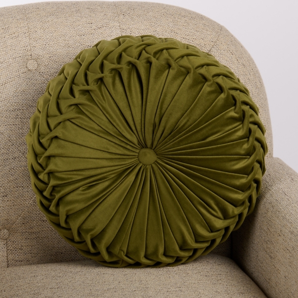 Round Dark Green Velvet Pillow | Kirklands Home