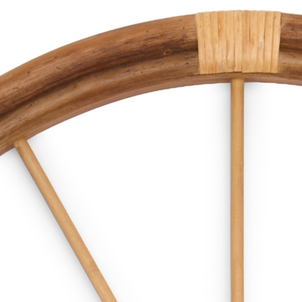 Round Wood and Rattan Wall Clock