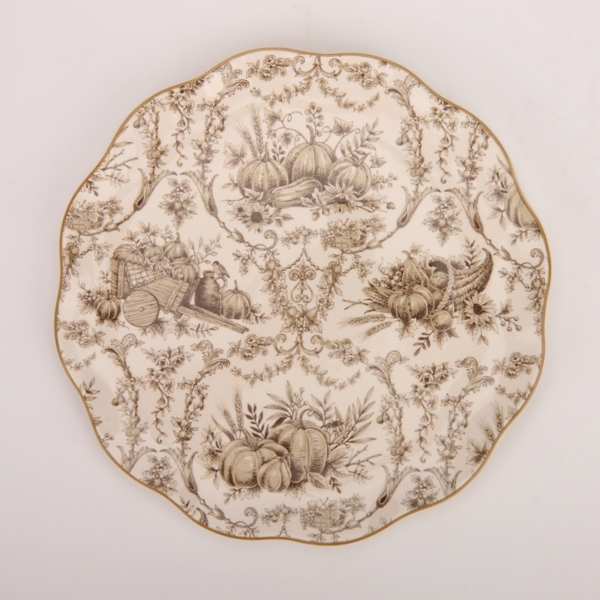 Taupe Pumpkin Toile Dinner Plate | Kirklands Home