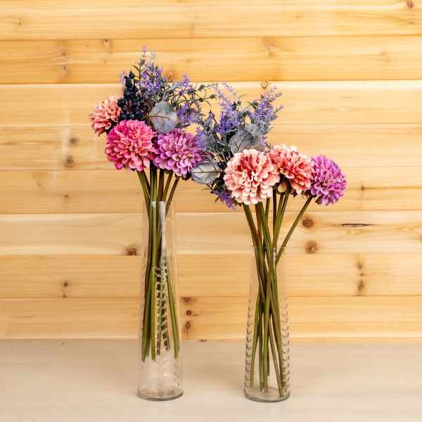 Pink Zinna Mixed Floral Bouquets, Set of 2