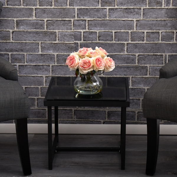 Light Pink Roses Arrangement in Glass Bud Vase