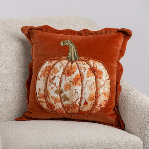 Leaf Pattern Pumpkin Velvet Pillow Kirklands Home