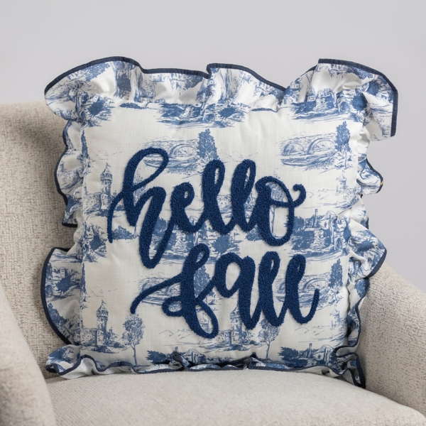 Navy Toile Hello Fall Pillow Kirklands Home