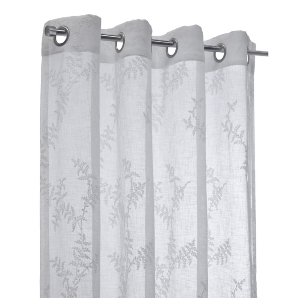 White Sheer Floral Curtain Panel, 108 in.