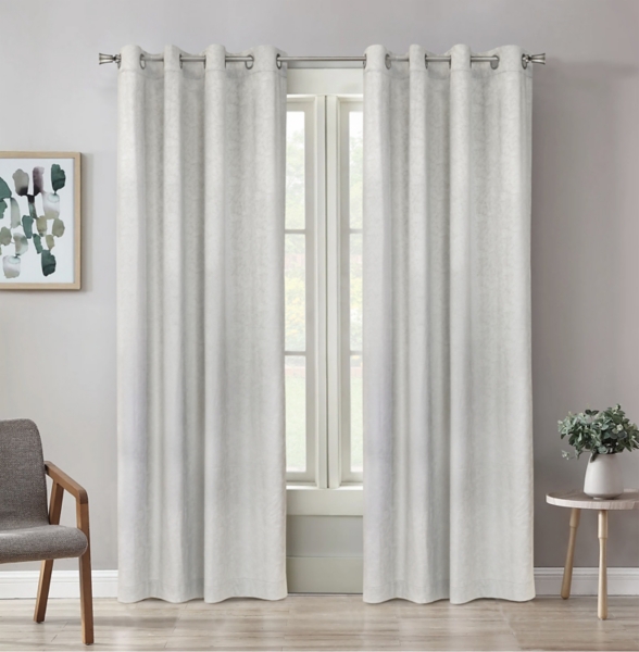 White Bristol Room Darkening Curtain Panel, 84 in.