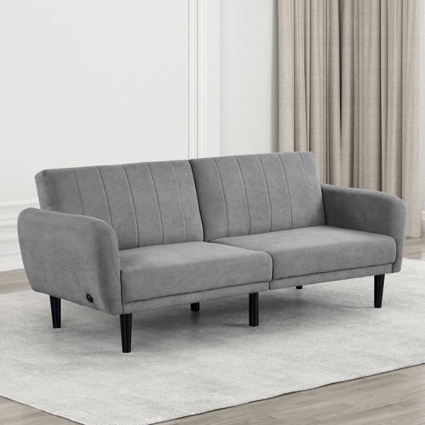 Gray Tufted Allen Convertible Sofa