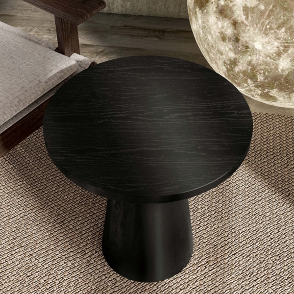 Black Wood Round Leanne Accent Table