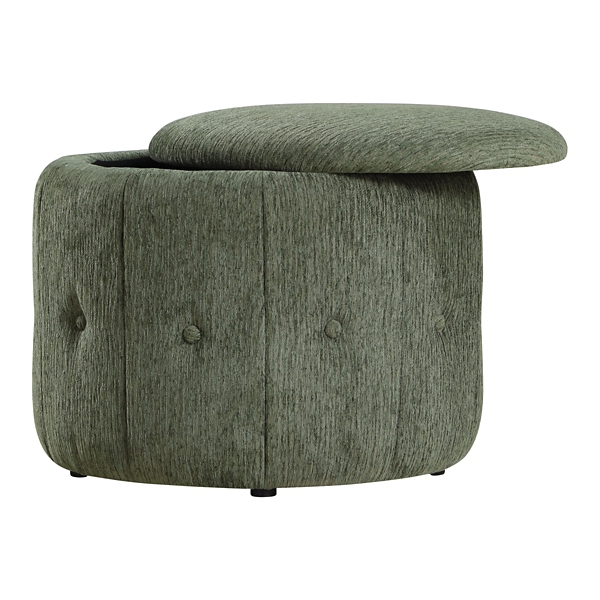 Pine Green Tufted Round Storage Ottoman