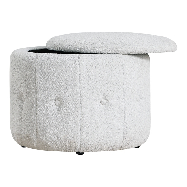 Light Gray Tufted Sherpa Storage Ottoman