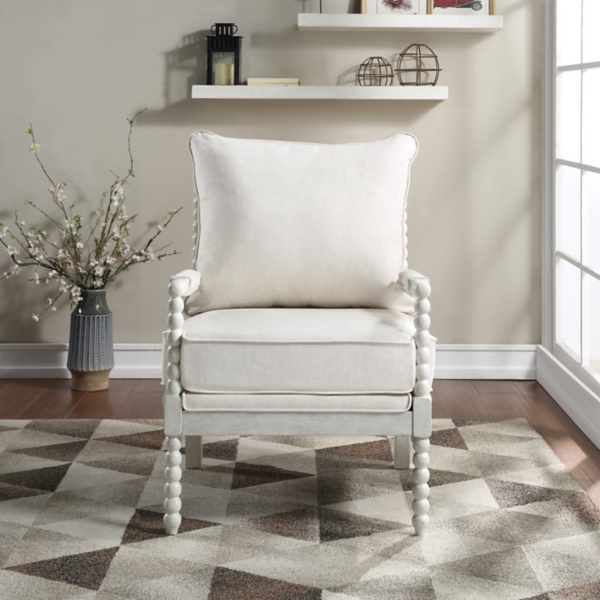 White Kaylee Spindle Frame Accent Chair