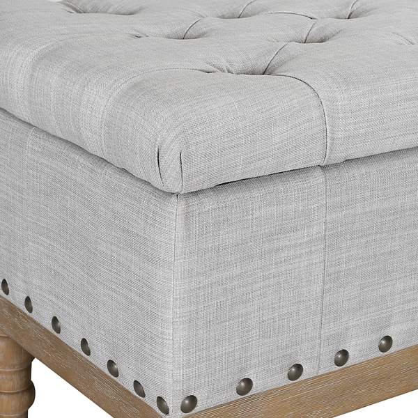 Gray Tufted Traditional Landen Storage Bench