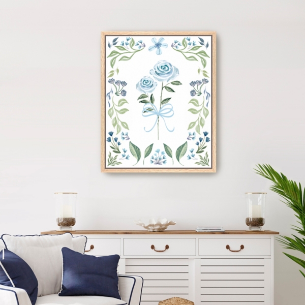 Pretty in Blue Framed Canvas Art Print, 26x32