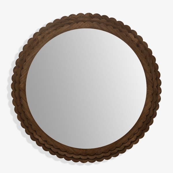 Round Natural Scalloped Savannah Wall Mirror | Kirklands Home