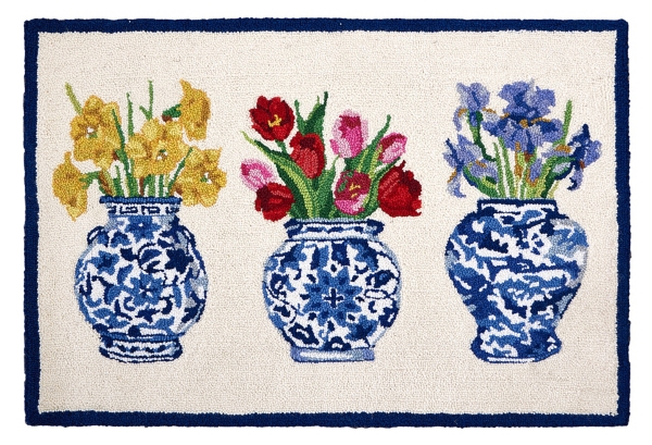 Chinoiserie Flowers Hooked Wool Accent Rug | Kirklands Home
