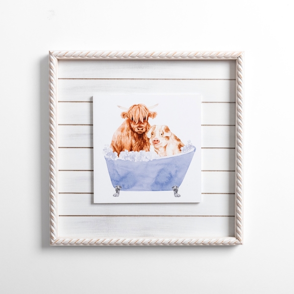 Farm Animal Bubble Bath I Framed Art Print | Kirklands Home