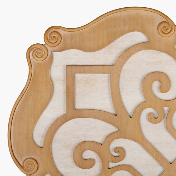 Natural and White Carved Medallion Wall Plaque