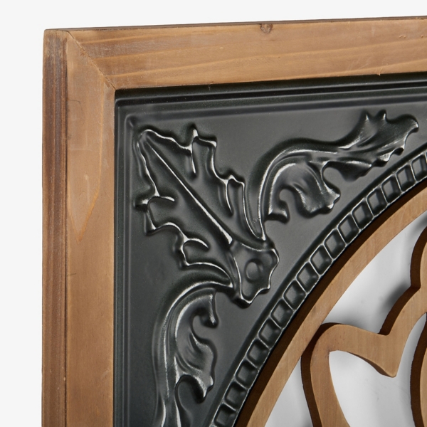 Wood and Metal Carved Medallion Wall Plaque