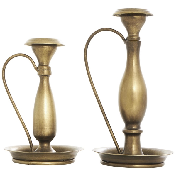 Antique Gold Taper Candle Holders with Handles
