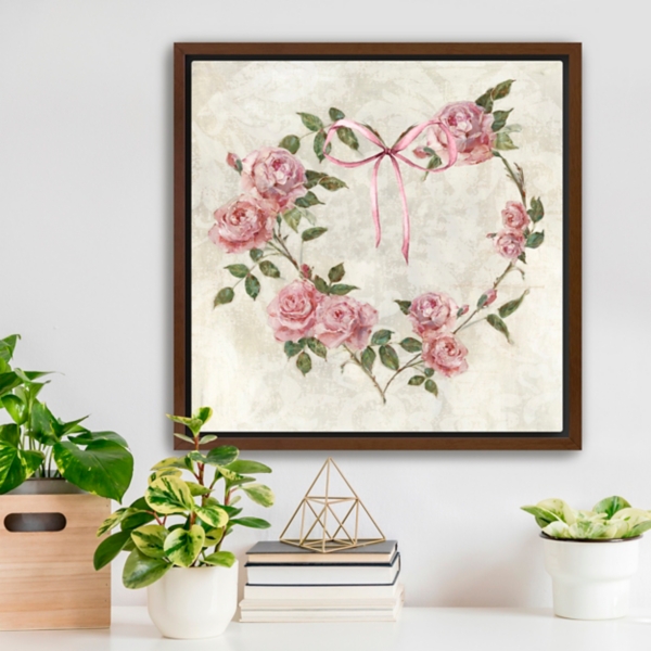 Sweet Romance Wreath Framed Canvas Art Print