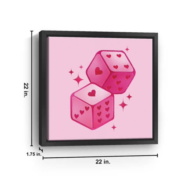 Pink Heart Dice Framed Canvas Art Print