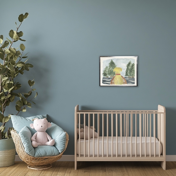 Dog in a Canoe Kids Framed Art Print