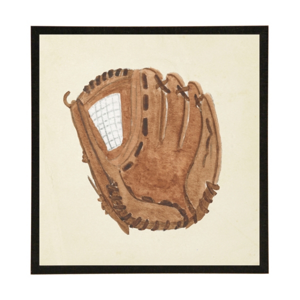 Antique Watercolor Baseball Glove Framed Art Print