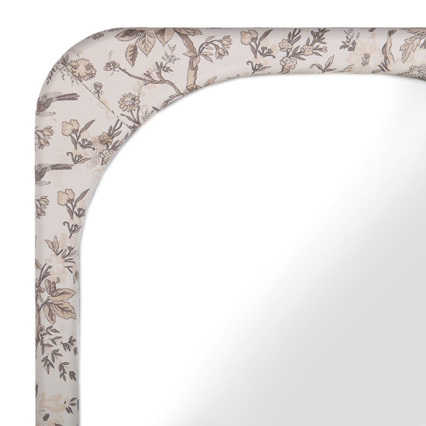 White & Gray Toile Fabric Wall Mirror
