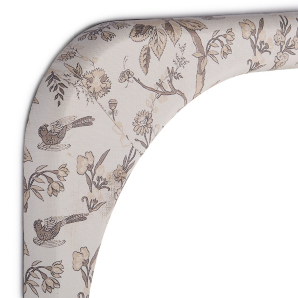 White & Gray Toile Fabric Wall Mirror