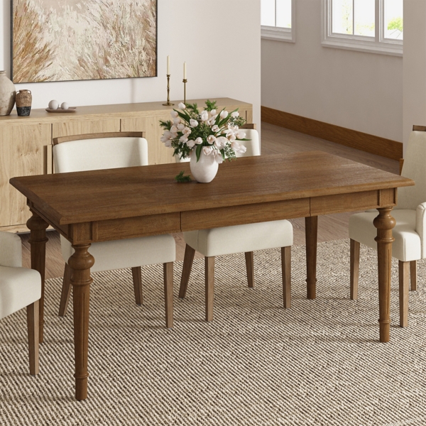 Traditional Farmhouse Walnut Dining Table