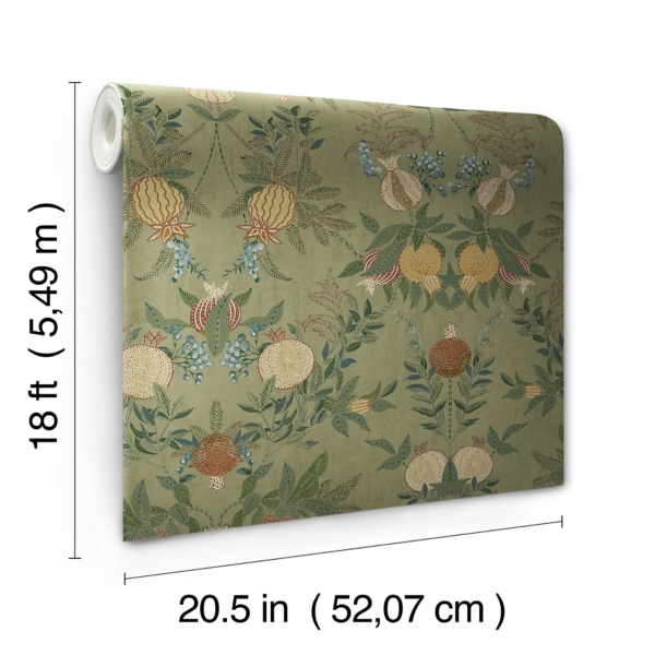 Moss Green Botanical Peel and Stick Wallpaper