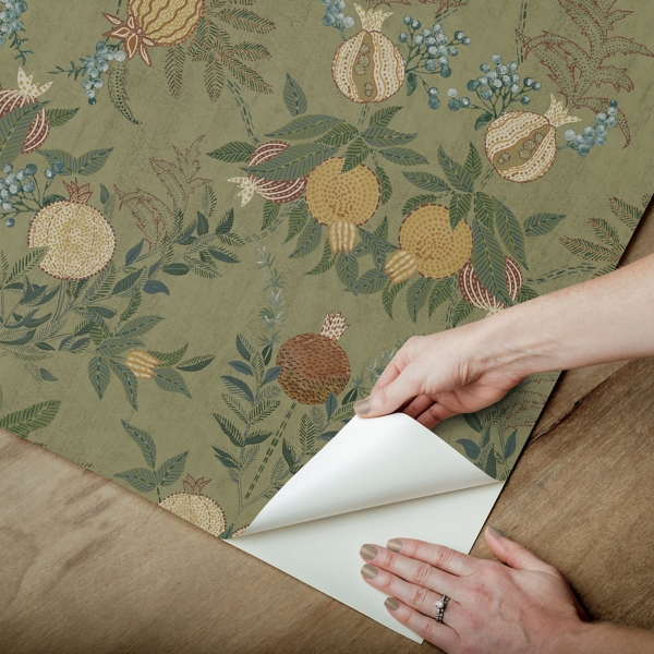 Moss Green Botanical Peel and Stick Wallpaper