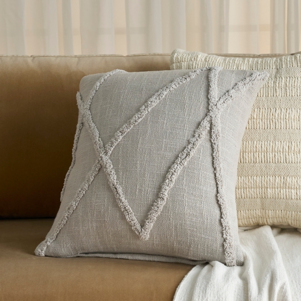 Light Gray Distressed Diamond Pillow
